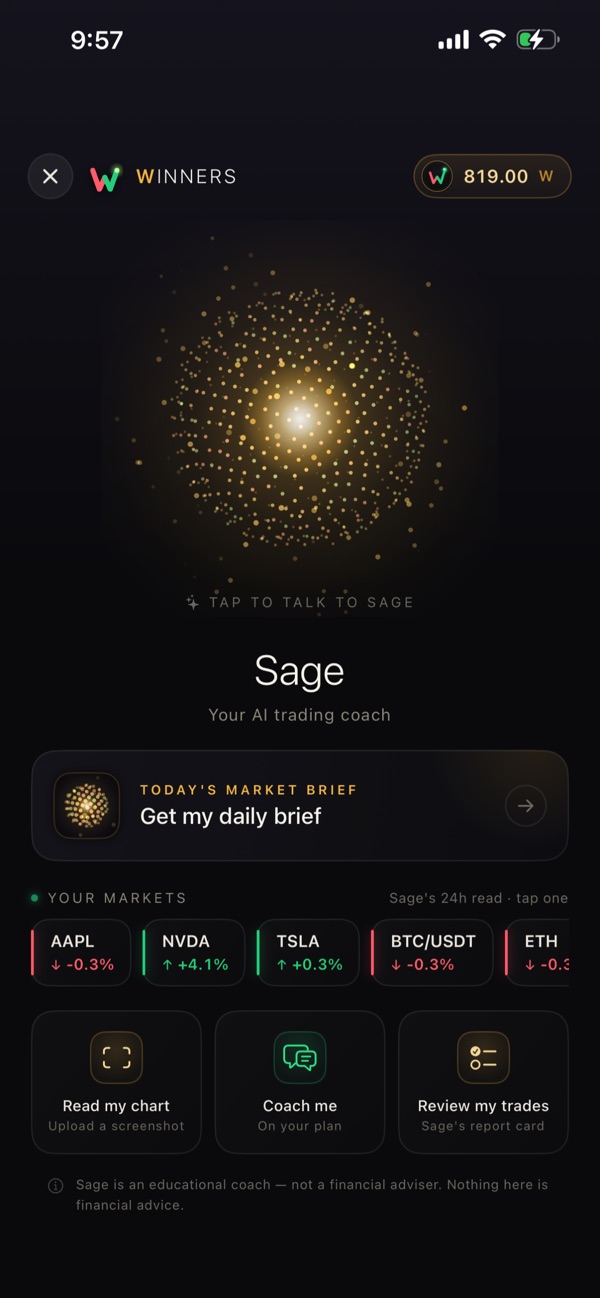 Winners app screenshot