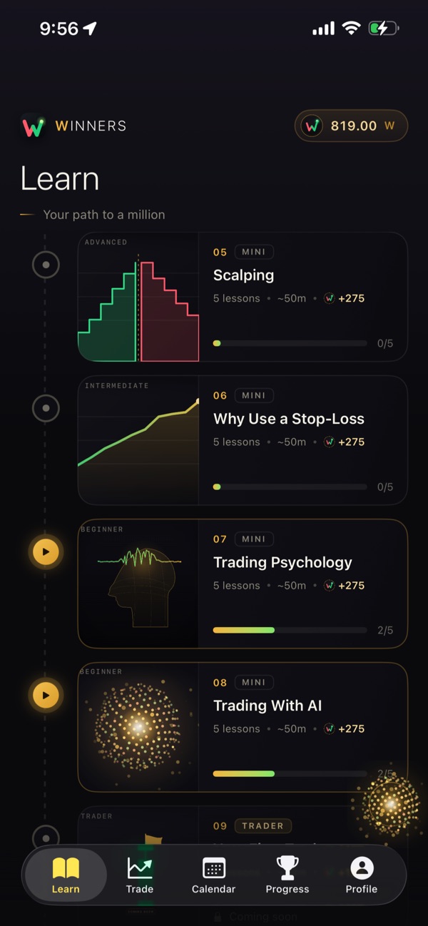 Winners app screenshot